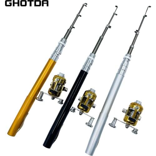Pocket Telescopic Mini Rod Combo Fishing Pole Aluminum Alloy Pen Shape Fishing Rod Combo With Reel Wheel