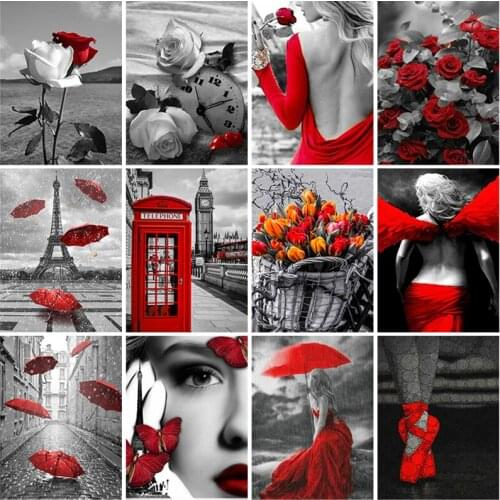 Full Round Square Red Rose Diamond Painting 5D Floral Diamond Mosaic Embroidery Cross Stitch Resin Rhinestones Picture Wall Art