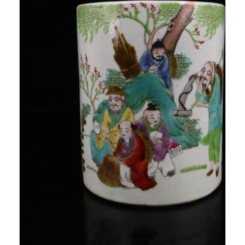 China Colored glaze ceramic Pen holder crafts statue