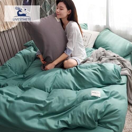 Liv-Esthete Bedding Set Duvet Cover Flat Or Fitted Sheet With Elastic Band Green Double Bedspread Bedclothes Classic Bedclothes