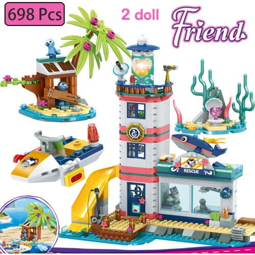 698Pcs Girl Series Lighthouse Rescue Center Building Blocks Heartlake City Friends Brick Toys For Children Christmas Gift