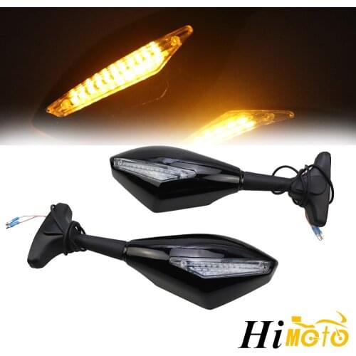 Motorcycle Motorbike Rear View Side Mirrors LED Turn Signals For Yamaha YZF R1 R6 Honda Suzuki Kawasaki ZX6R ZX10R ZX636