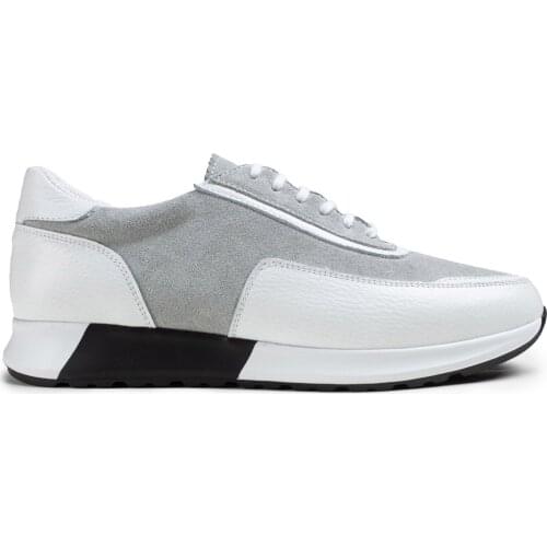 Deery, Genuine LeatherMen 'S White Suede Calfskin Sneakers High Quality Fashion Casual Shoes