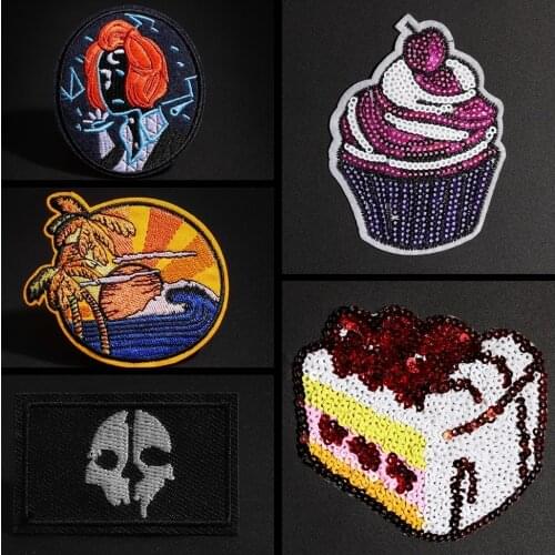 Ice cream cake Sequin patches Clothes Decorative accessories patch DIY ironing sewing on clothing Circular landscape badge