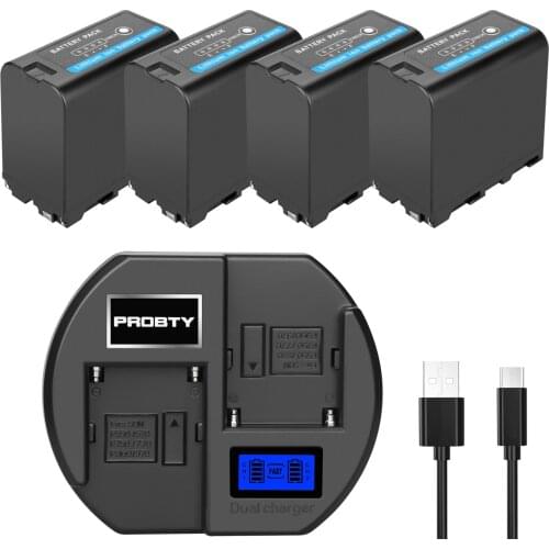 New 7800mAh NP-F960 F970 with LCD power indicator battery + Sony NP-F550 NP-F750/F960 fast dual channel charger