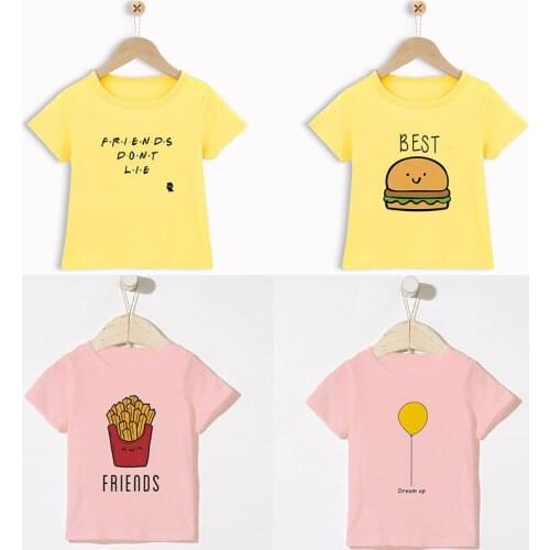 New Arrival Unisex Girls/boys T Shirt Funny 2019 Cute Friends Letter Print Boys T Shirts White O-Neck Comfortable T Shirt Kids