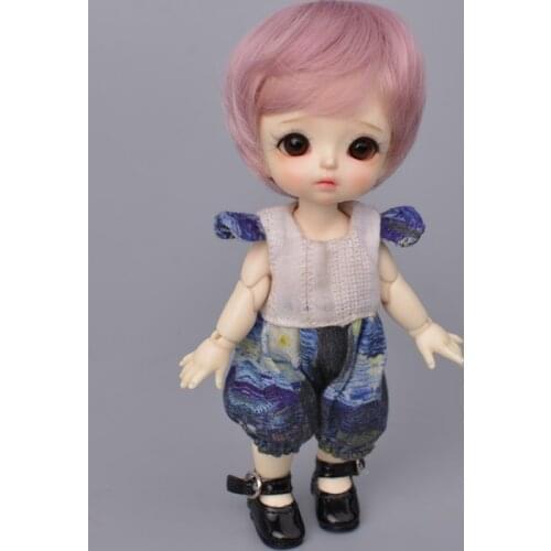 MUZIWIG 1/8 BJD Doll Wig Short Curly Hair Soft Fiber BOBO Head Wavy Wig Doll Accessories For DIY 1/8 BJD Doll Girl Gift