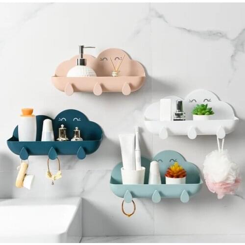 Cloud Shaped Shelf Wall Mount Storage Rack Holder Organizer Shelf Soap Storage Rack Punch-free Kitchen Bathroom Storage Tools