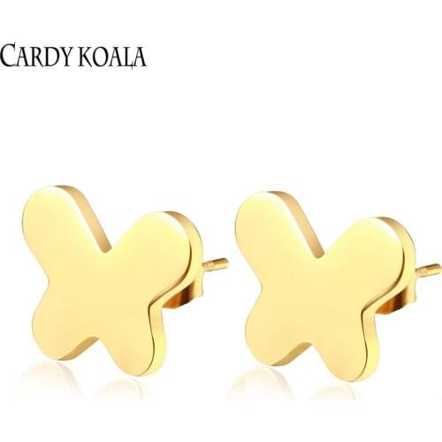 Simple and fashionable golden butterfly temperament female earrings jewelry