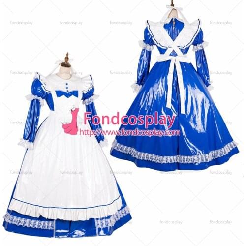 Lockable Sissy maid PVC vinyl long dress Uniform cosplay costume Tailor-made[G1785]
