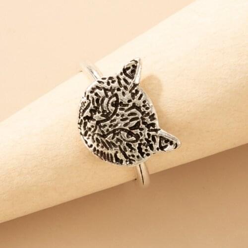 Tocona New Style Cat Single Ring for Women Girls Lovely Animal Silver Color Alloy Metal Cute Ring Jewelry Accessories 19836