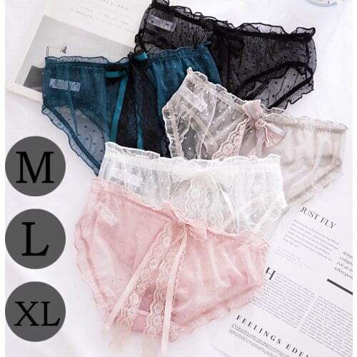 Womens Panties Lace Sexy Underpants Female Casual Big Bow Underwear Ladies Transparent Lingerie Briefs Women Intimates