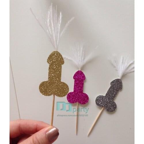 20pcs feather Penis Cupcake Toppers Hen Party Toppers Cake Topper Cupcake Toppers Hen Party Favours Bachelorette Party
