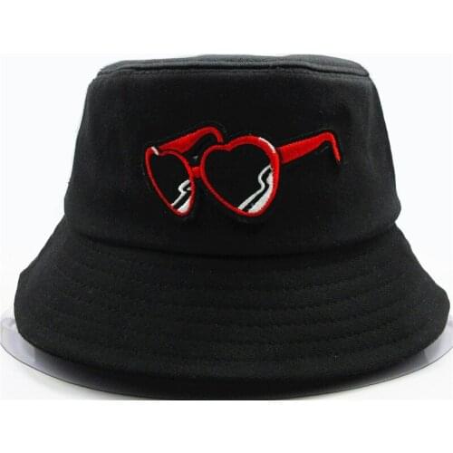 Punk wind glasses embroidery cotton Bucket Hat Fisherman Hat outdoor travel hat Sun Cap Hats for kid men Women 205