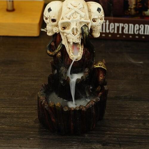 Vintage burner incense holder burner resin skull monster Incense Holders flow tower Set Back-flow Waterfall Back Flow Smoke Pool