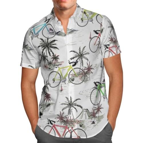 Vintage 3D Printed Bicycle Anime Shirt Hawaii Shirt Men Summer Short Sleeve Shirt Men Shirts 2021 Oversize shirt Chemise Homme-1