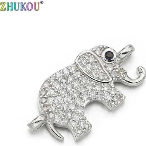 21*10mm High Quality Elephant shape Brass Cubic Zirconia Charms Connectors DIY Jewelry Findings Making, Hole:1.2mm Model: VS289