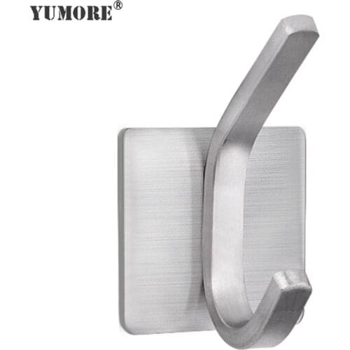 YUMORE 3pcs 304 Stainless Steel Self Adhesive Hooks Home Kitchen Wall Door Hook Key Holder Rack Towel Hanger Bathroom Rack Hooks