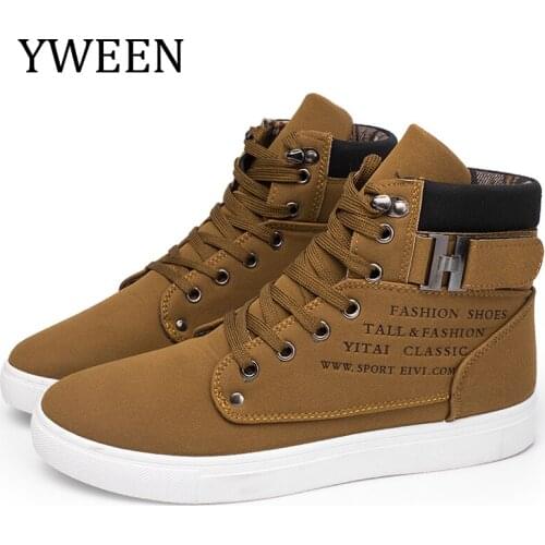 YWEEN New Mens Casual Shoes High-Top Autumn Winter Lace-up Shoes Men Ankle Boots