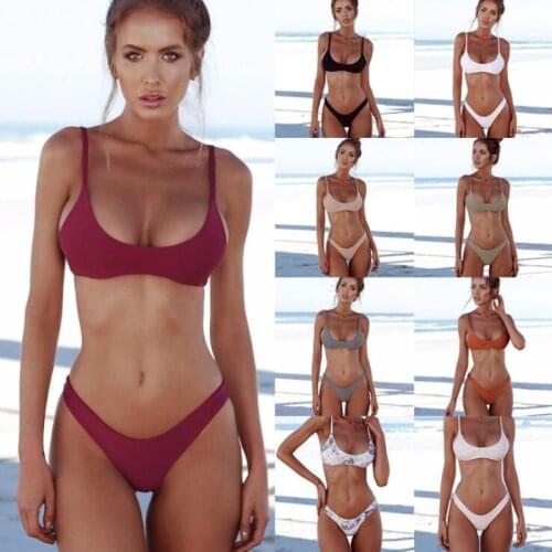 Woman Solid Sexy Bikini Set Micro Summer Tube Top Swimwear Low Waist Bikinis Beach Wear Female Retro Swimsuit Bathing Suit