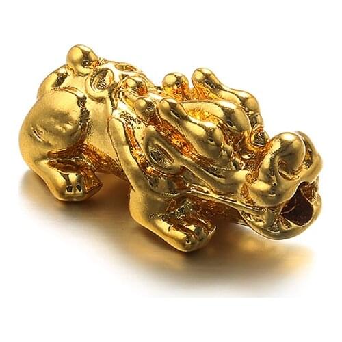 Gold Pi Xiu spacer bead Long retention charms brass Jewelry Making Bracelet Pendant findings Fit Vintage DIY Handmade