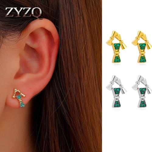 ZYZQ ins Korea Fashion Simple Bowknot Stud Earrings For Women Cute Retro Alloy Geometric Earrings Mini Personalized Jewelry