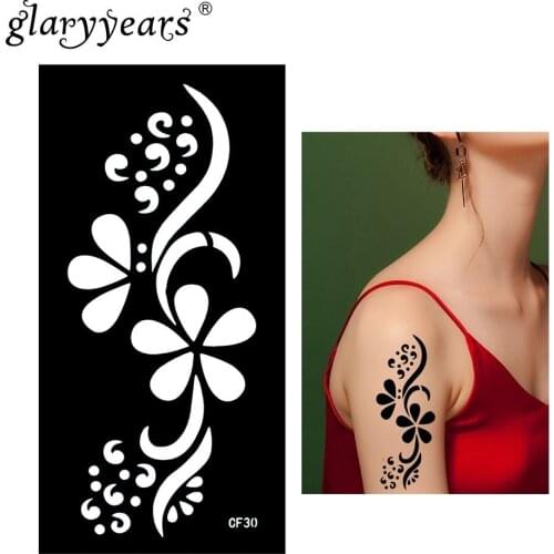 Glaryyears 1 Pc Henna Tattoo Stencil Flower Pattern Paste Drawing Temporary Lady Body Art Tattoo Stencil Sexy Product Waterproof