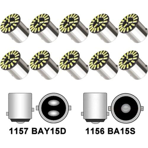 10 PCS/Lot Car LED Bulb P21W P21/5W BA15S 1156 BAY15D 1157 Turn Signal Light 12V 7000K 19 SMD Car Reverse Brake Parking Lamp