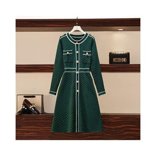 2020 Chic Women Long Knit Maxi Sweater Dress Autumn Winter Knitted A Line Dress Pullover Party Dresses