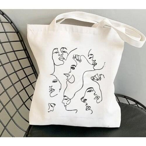 2021 Shopper One Line Art graceful Printed Tote Bag women Harajuku shopper handbag girl Shoulder shopping bag Lady Canvas Bag