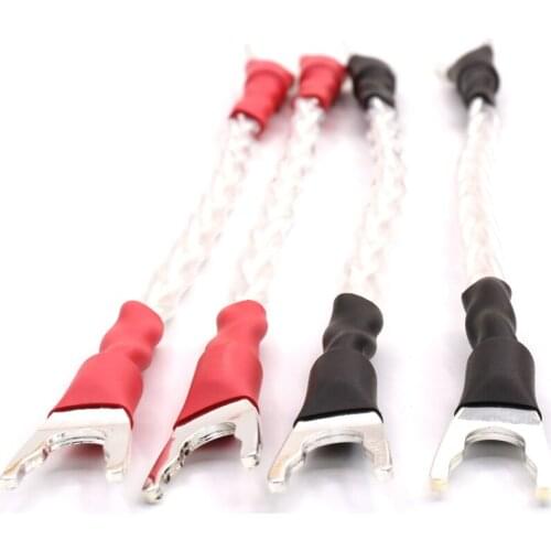 4pcs/set Audio Silver Plated Jumper Cable hifi speaker Jumper speaker cable audio jumper with Silver plated Y spade terminal