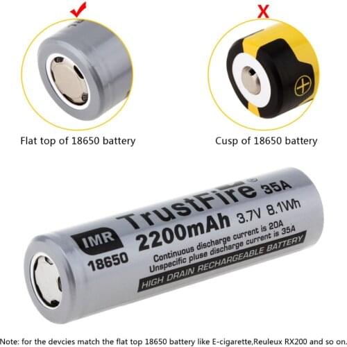 5pcs/lot TrustFire IMR 18650 2200mah 35A 3.7V High Drain Rechargeable Battery Lithium Batteries For Flashlights Torch