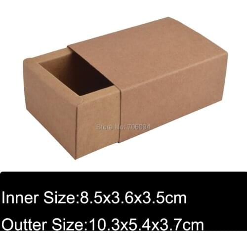 70PCS 10.3*5.4*3.7CM kraft drawer paper box Brown kraft handmade gift boxes custom paper box logo
