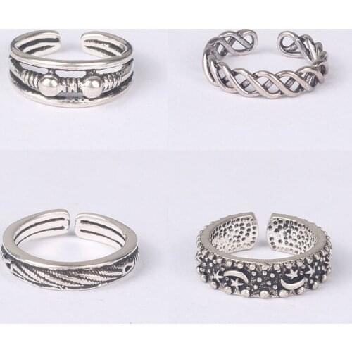 925 Sterling Silver Pin The opening can be adjusted,simple simple bar antique Thai silver ring and hand ornament,Christmas gift