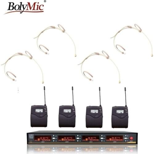 Bolymic 4 channels wireless microphone karaoke UHF Headset Cordless Microphone