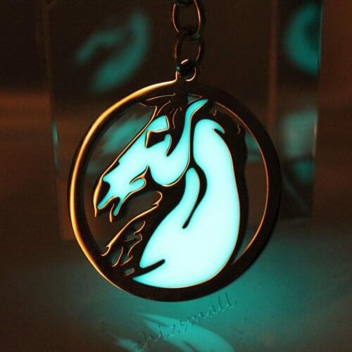 Stainless steel horse keychain glowing Pegasus key Chain Pendant glow in the dark unicorn Steed gift
