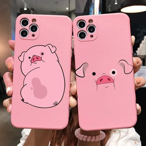 PUNQZY Animal Elements Phone Case For iPhone 12 11 Pro MAX XR XS MAX SE 2020 6 8 7 Plus Cute Pig Soft TPU Colored Silicone Cover