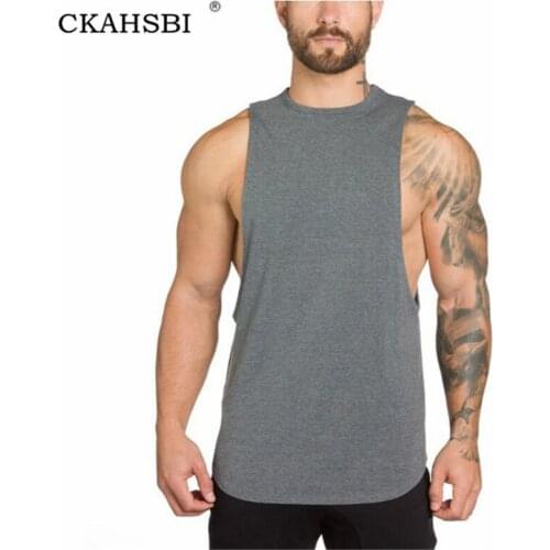 CKAHSBI Gyms Clothing Bodybuilding Tank Top Men Fitness Singlet Sleeveless Shirt Solid Cotton Vest Undershirt Mens Workout Shirt