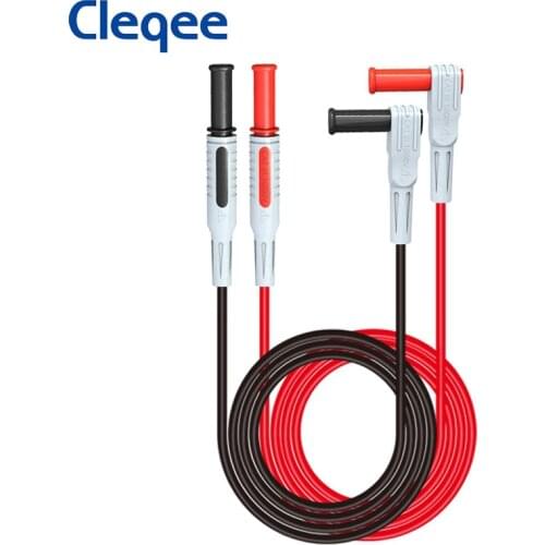 Cleqee P1033 4mm Banana Plug Test Leads Injection Molded Test Line Straight to Curved Cable for Multimeter Testing