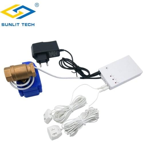 Smart Home Water Leak Detector Alarm Flood Overflow Detector Sensor Alter with Auto Shut Off Valve For Bathroom Laundry Security
