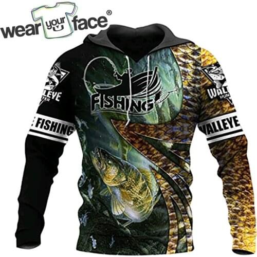 Bass Walleye Fish 3D All Over Printed Crewneck Zipper Hoodie Sports Funny Casual Sports Streetwear Vocation Unisex Clothing