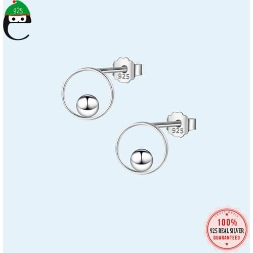 ElfoPlataSi Real 925 Sterling Silver Fashion Mini Round Charm Stud Earring For Women Teen Girl Friend Kid Lady Jewelry DA113