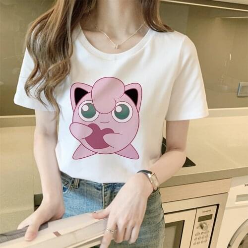 Pokemon T-shirt Summer Kawaii Jigglypuff Anime Tops Fashion Women Casual Clothes Print Short Sleeve Cartoons Girl Aesthetic Tees