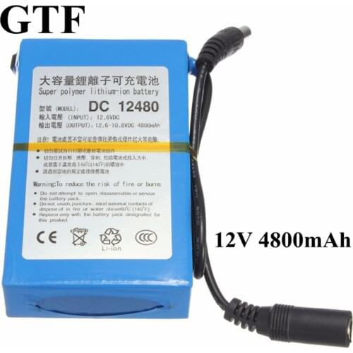 GTF 4800mAh Lithium Ion High Capacity Rechargeable Battery AC Power Charger EU/US Plugs Rechargeable Battery For CCTV Camera