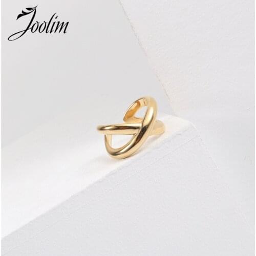 Joolim High End 18K Gold PVD Symple Multi-layered Circumvolute Rings for Women Stainless Steel Jewelry Wholesale
