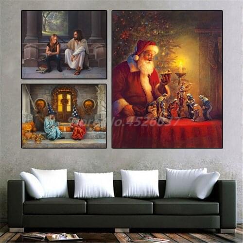 Jesus And Mary Painting God Christ Canvas Painting Oil Print Poster Wall Art Picture For Living Room Home Decor