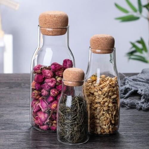 Coffee beans glass storage jars glass tea pots flower tea pots containers flower tea transparent sealed cork lid