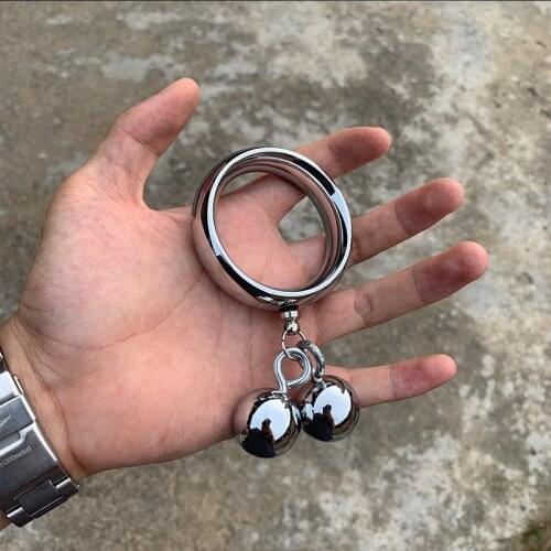 New Penis Extender Enlargement Erection Cock Ring Male Chastity Metal Ball Heavy Weight Hanger Stretcher Penis Ring Sex Toys Gay