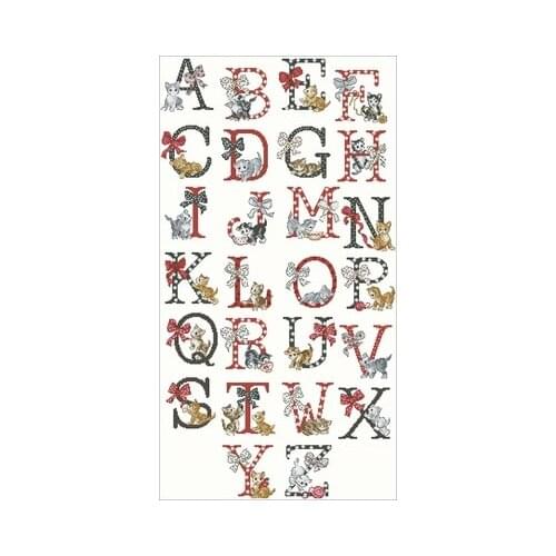 NN YIXIAO Counted Cross Stitch Kit Cross stitch RS cotton with cross stitch Haejbgqs Kitten alphabet