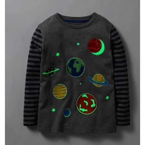 Little maven children brand baby boys clothes 2018 autumn new boys cotton long sleeve O-neck space print t shirt 51157